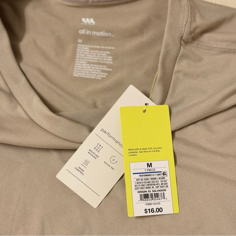 All In Motion Men's Tan Long Sleeve Shirt Size M - Picture 4 of 4